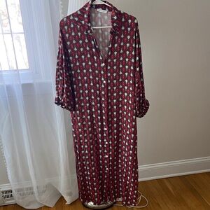 Elegant Red Patterned Women's Dress